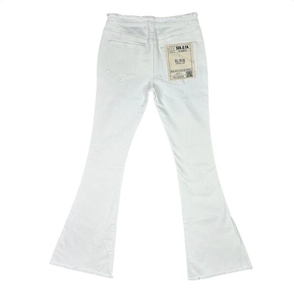 SER.O.YA Olivia Mid-Rise Flare Jeans - Size W26 L35 - White #153 - Picture 2 of 9